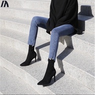 Korean ankle boots black heels trendy fashion boots high heels viral kasut boots cantik