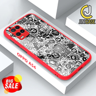 Soft Case Glass OPPO A54 - Casing OPPO A54 Terbaru JINI CASE [ DOODLE BLACK ] Silikon Hp  OPPO A54 - Case Mewah - Cassing Hp OPPO A54 - Softcase Glass Kaca - Kesing Hp - Case Terlaris - Case Terbaru 2022 - COD