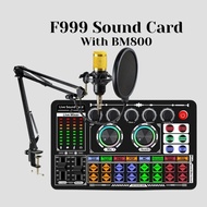 F998 Live Sound Card Bluetooth + BM800 Professional Condenser Microphone Sound Card Full Set for Liv