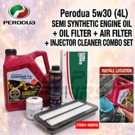 NEW STOCK 2024 PERODUA 5W30 (4L)+Oil Filter+Air Filter - Myvi 1.3/1.5 (05-17) & Alza  Semi Synthetic