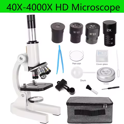 40X-4000X Monocular Optical Biological Microscope Elementary School Children Science Sperm Experimen