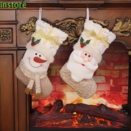 INSTORE Christmas Candy Bag, Santa Claus Hanging Christmas Socks, Durable Reusable Exquisite Large C