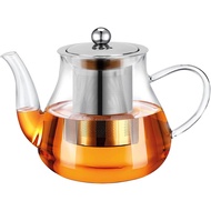 Glass Teapot 28oz/800ml with Removable Infuser, Borosilicate Clear Tea Kettle, Stovetop Safe Tea Ket