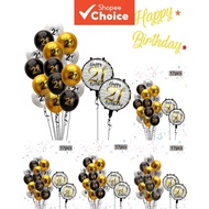 17PCS 21 30 40 50 60 Age Birthday Balloon Number Latex Foil Transparent Metallic Black New Year Spri