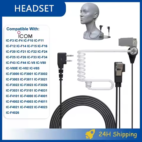 Acoustic Headset for ICOM Radio Earpiece IC-F21 IC-F3 IC-F11 IC-F15 IC-F16 IC-F20 Walkie Talkie Air 