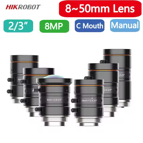 HikRobot F2.4 2/3" 8MP Machine Vision Fixed Focal Lens C-Mount 5mm 8mm 12mm 16mm 25mm 35mm 50mm Manu