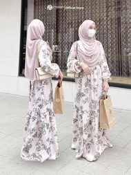 Gamis Motif Bunga Terbaru Dress Wanita Muslim Cantik Kekinian Amanda
