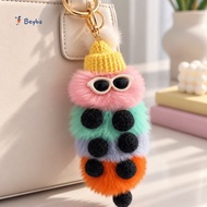 GANTUNGAN BEYBA Cute Caterpillar Charm Bag | Imported Feather Caterpillar Bag Keychain