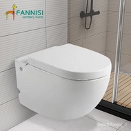 🚢Smart Toilet Small Apartment Home without Tank Ceramic Toilet Pulse Toilet Wall-Mounted Toilet