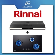 RINNAI RH-S3059-PBW 90CM BLACK SLIMLINE HOOD + RINNAI RB-93UG 3 BURNER GLASS GAS HOB