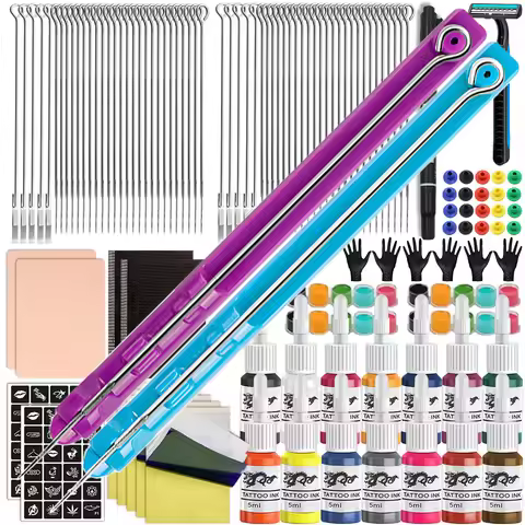 3D Hand Poke and Stick Tattoo Kit with Tattoo Needles Pigment Tattoo Ink Cups Inks for DIY Body Arts