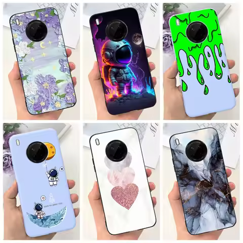 For Huawei Y9a 2020 Silicone Case FRL-22 FRL-23 Cute Astronaut Love Heart Slim Soft TPU Phone Case o