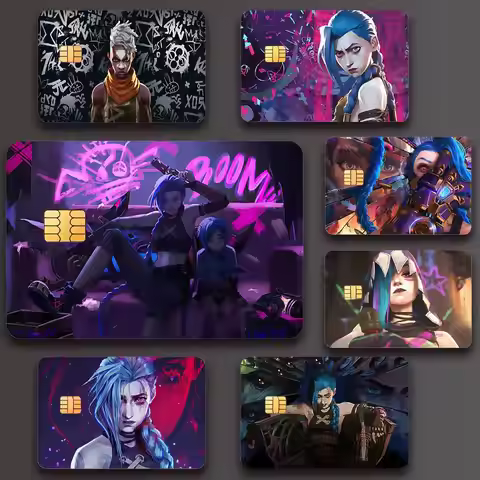 Anime Arcane Jinx Cartoon Poster Credit Skin Cover Card Stickers 4PCS Film Bus Pass Front Decoration
