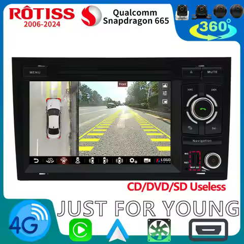 Rotiss A76 6nm A7870 12G+256G Android 13 Car Multimedia GPS Stereo For Audi A4 B6 B7 Seat Exeo S4 RS