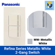 Panasonic Metallic White Refina Series 1 Way Switch Set 1 2 or 3 Gang or Blank Plate