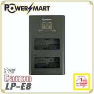 POWERSMART - 代用Canon LP-E8 兩位電池充電器, USB輸入
