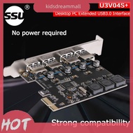 [KidsDreamMall.my] SSU U3V04S+ 4 Port USB 3.0 PCIe Expansion Card PCI Express USB Hub Adapter Tools