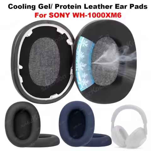 Replacement Cooling Gel/ Protein Leather Ear Pads for Sony WH-1000XM6 Headphones Ear Cushions Noise 