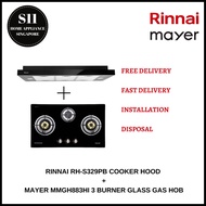 RINNAI RH-S329PB COOKER HOOD  +  MAYER MMGH883HI 3 BURNER GLASS GAS HOB *BUNDLE* *FREE DELIVERY*
