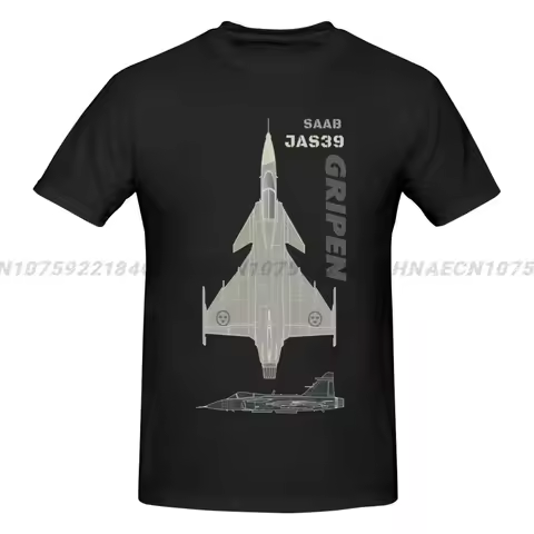 Attack Aircraft Themed Saab JAS 39 Gripen Fighter T-Shirt 100% Cotton O-Neck Summer Short Sleeve Cas