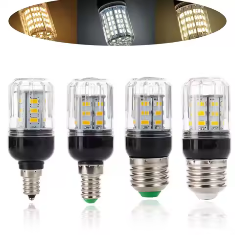 27LEDs E27 E26 E12 E14 LED Corn Light Bulbs DC 12V 24V 9W Super Bright Table Desk Lamps Spotlights f
