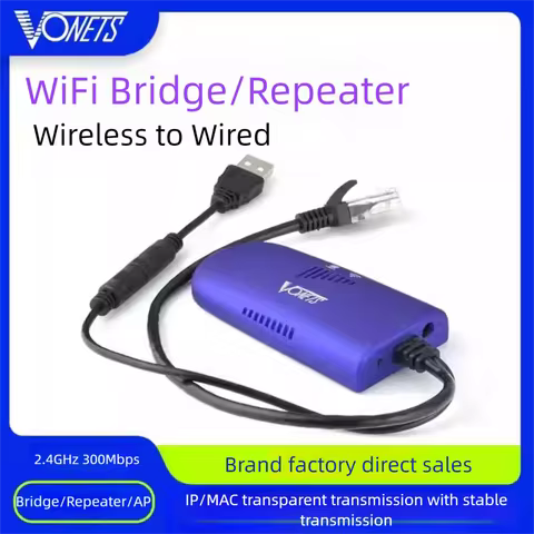 VONETS VAP11G-300 WiFi Bridge WiFi to Ethernet Repeater Signal Reception Enhancer Network Port IP Pr