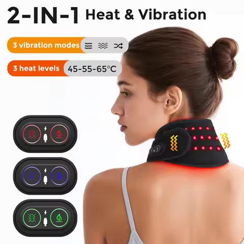 Heating Neck Brace 36pcs LED Beads 660&850nm Vibration Massage Neck Massager Neck Care Cervical Spin
