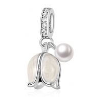 1pc Fashionable Electroplated Lily Of The Valley Pearl Pendant, Meaningful Gift For Mother's Day Sym