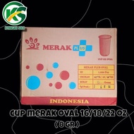ORIGINAL Gelas plastik cup oval merk Merak Plus 16 oz 18 oz 22 oz 8 g