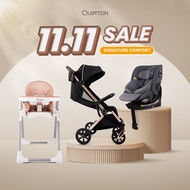 Quinton Roxy Stroller + Quinton Coco High Chair + Quinton Spinguard Car Seat