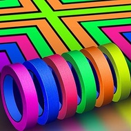 Whaline 6 Colors Neon Gaffer Cloth Tape, Fluorescent Rainbow Color UV Blacklight Glow in The Dark Ta