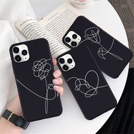 BTS-love yourself flower black phone case for iphone 6/6s , 7 , 8 X , XS , XR , XSMax 11pro 12 Pro Promax 13