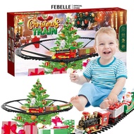 LIVESTAR Animated Christmas Tree Train Hanging Electric Train Set Steam and Light Express Train Sant