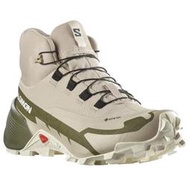 ├登山樂┤法國 Salomon 女 CROSS HIKE 2 GTX 中筒登山鞋 羽毛灰/橄欖綠/白 L41731100