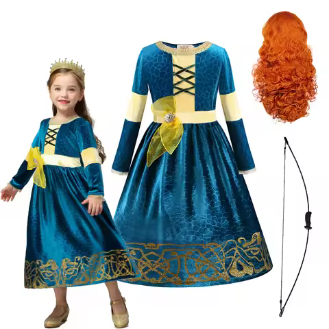 Brave Melinda Princess Costume Girls Long Sleeve Dress Autumn and Winter Melinda Performance Clothes