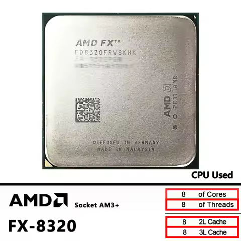 AMD FX-Series FX-8320 FX 8320 3.5 GHz Used Eight-Core CPU FD8320FRW8KHK Socket AM3+