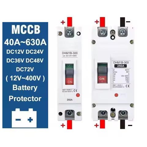 DC 12V 24V 48V 72V MCCB 250A Moulded Case Circuit Breaker Battery 100A 200A 300A 400A 600A Car Charg