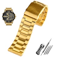 Gold Color Stainless steel watchband 22mm 24mm 26mm 28mm men's solid metal bracelet for diesel DZ733