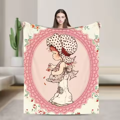 Girl Sarah Kay with flower Blanket Quality Super Warm Throw Blanket Spring Decorative Bedroom Aesthe