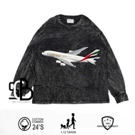 KAOS ATASAN ANAK PESAWAT AIRBUS A380 EMIRATES WASHED PREMIUM