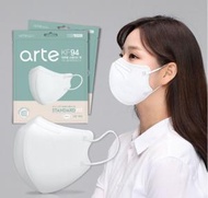arte - 韓國 KF94 2D立體成人口罩, 白色 10片, 獨立包裝, 平行進口 (到期日 : 2026年1月)