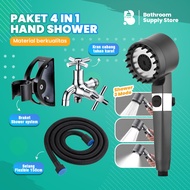 HITAM 4in 1shower Head Set Black Premium Shower Head Set 5mode Adjustable Shower With Hose Portable Bathroom Shower Set