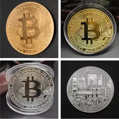 1/4pcs Gold Plated Bitcoin Coin Collectible Art Collection Gift Physical commemorative Casascius Bit