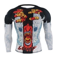 Snarling Wolf หัวกีฬาฟิตเนส Breathable แน่นเสื้อยืดวิ่งเสื้อออกกำลังกายผู้หญิงชายเสื้อแขนยาว