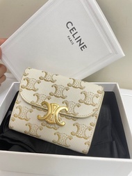 Celine Triomphe Wallet 白色老花銀包錢包