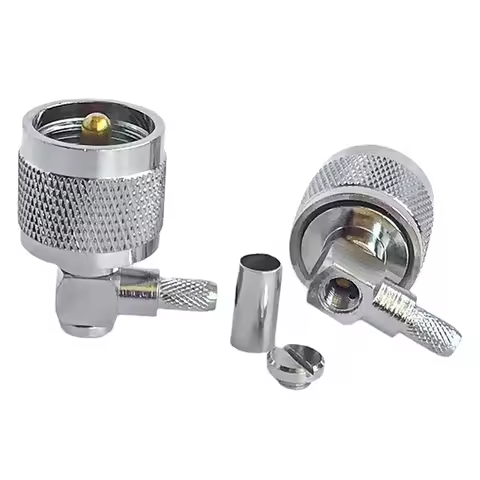 1Pcs SL16 PL259 UHF Male Plug Right Angle Connector UHF Male PL259 Crimp for RG58 RG142 LMR195 LMR20