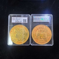 Antique Gilt Gold Qing Gold Coin Statue of Liberty Morgan Commemorative Coin Eagle Grade Diameter 8.