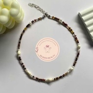 amber shell choker necklace| shell necklace| choco brown shell necklace
