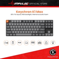 Keychron K1 Max ANSI 80% TKL 87 Key Black Low Profile RGB Wireless Keyboard - Red / Brown Switch