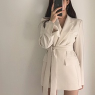 【SG instock】Cream White Women Blazer Dress/ Ladies Office Blazer/ Korean style Blazer Dress With Belt